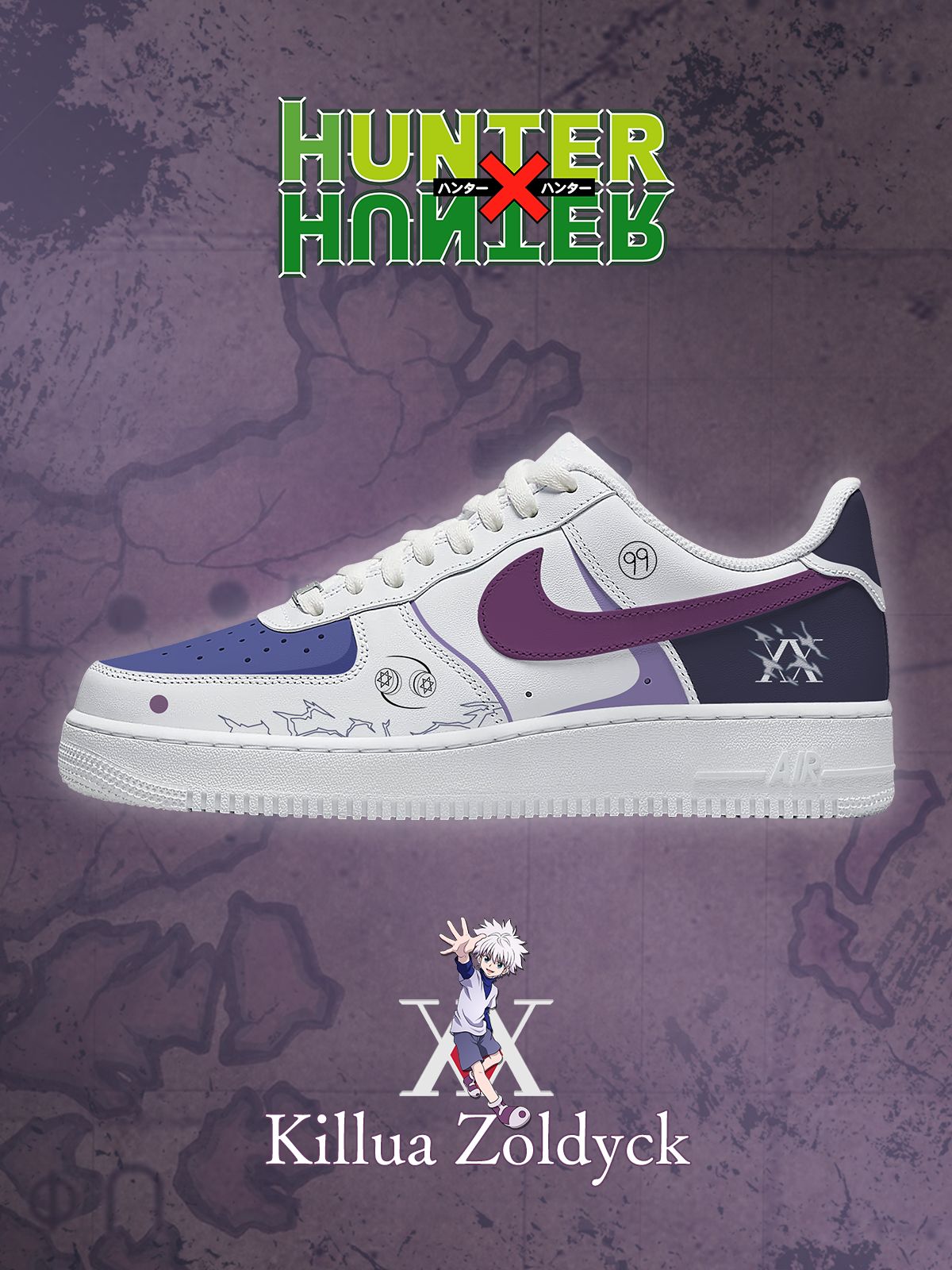 Custom Printed Killua Zoldyck Sneakers For Women and Men