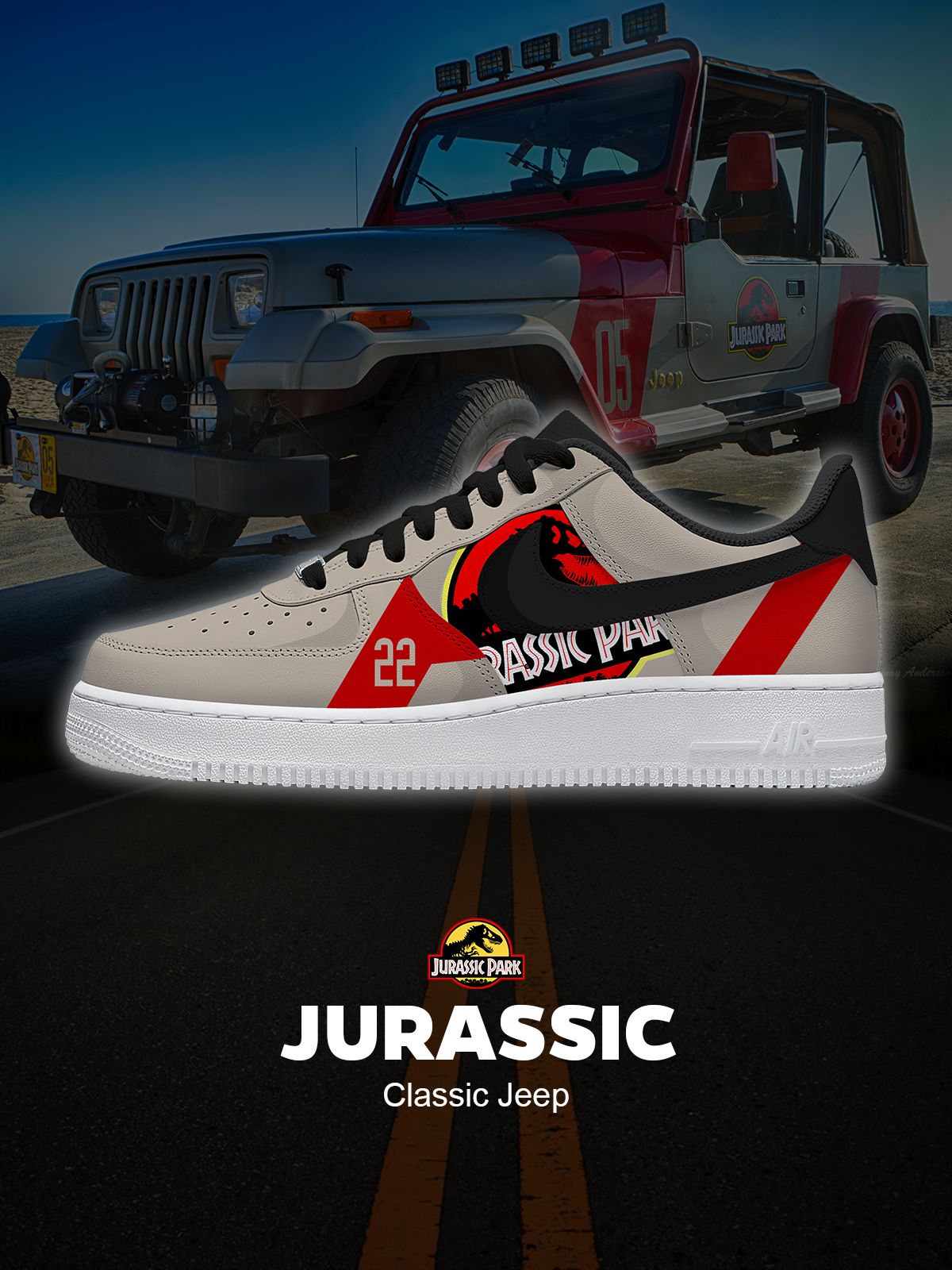 Jurassic Classic Jeep Custom Sneakers