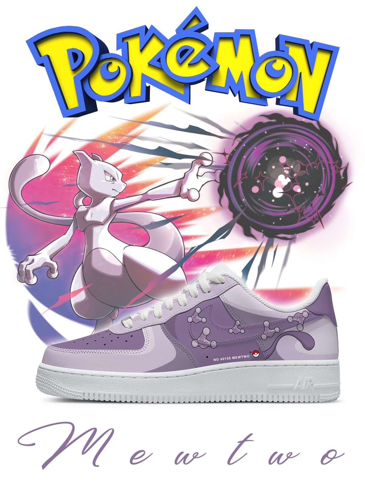 Personalized No.0150 Mewtwo Style 2 Sneakers For Women and Men