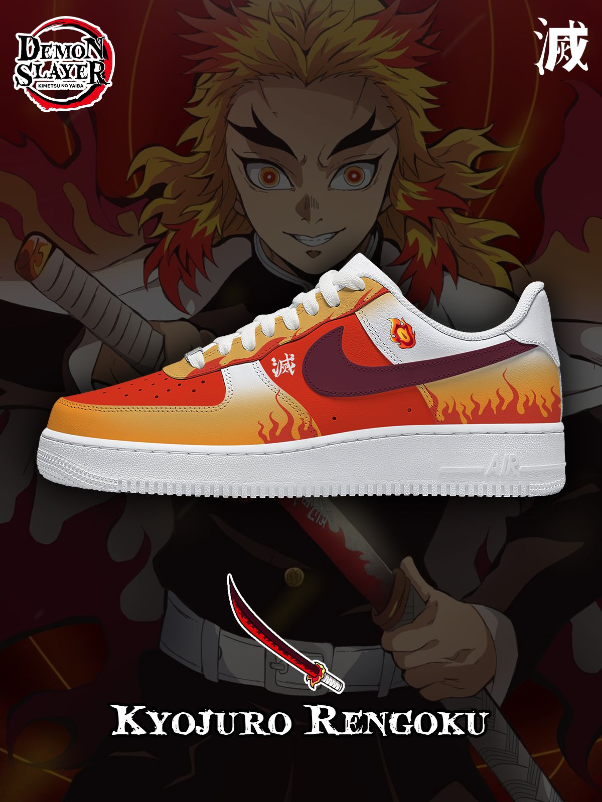 Customize Kyojuro Rengoku V.1 Sneakers For Women and Men