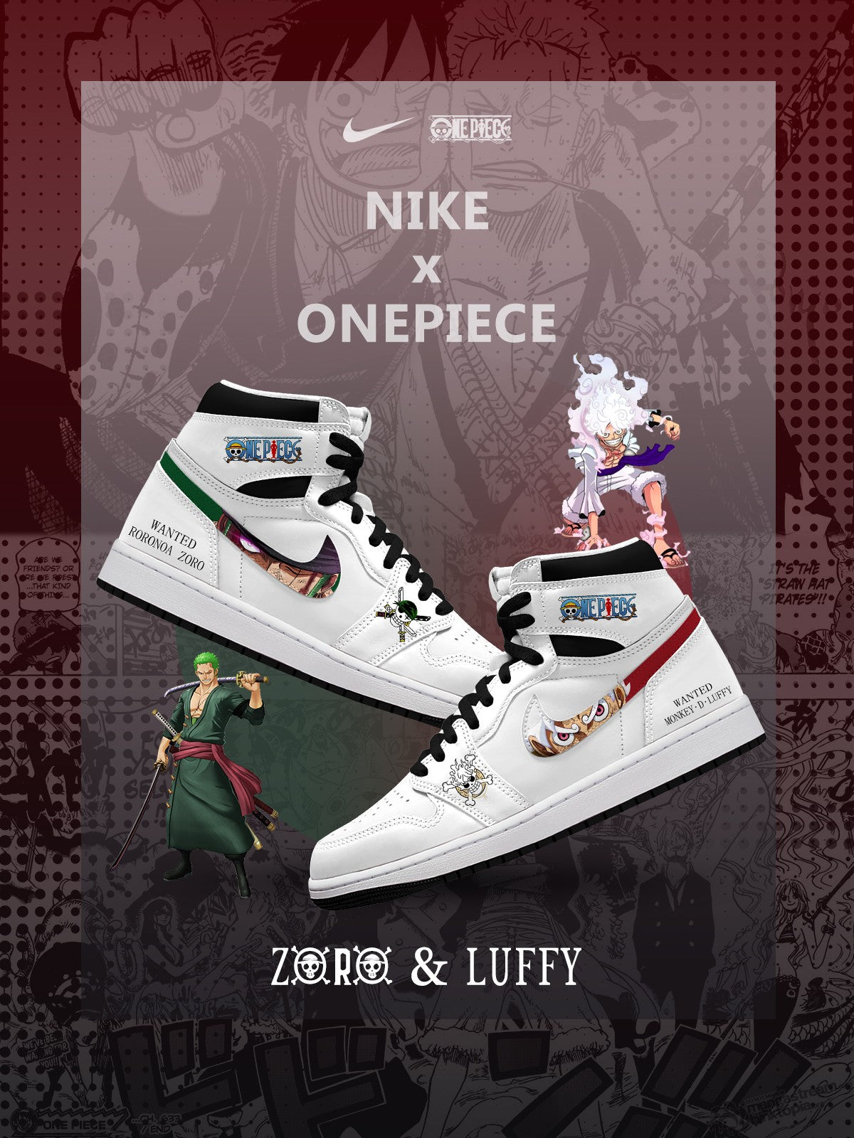 Luffy & Zoro V.1 High-top Custom Sneakers