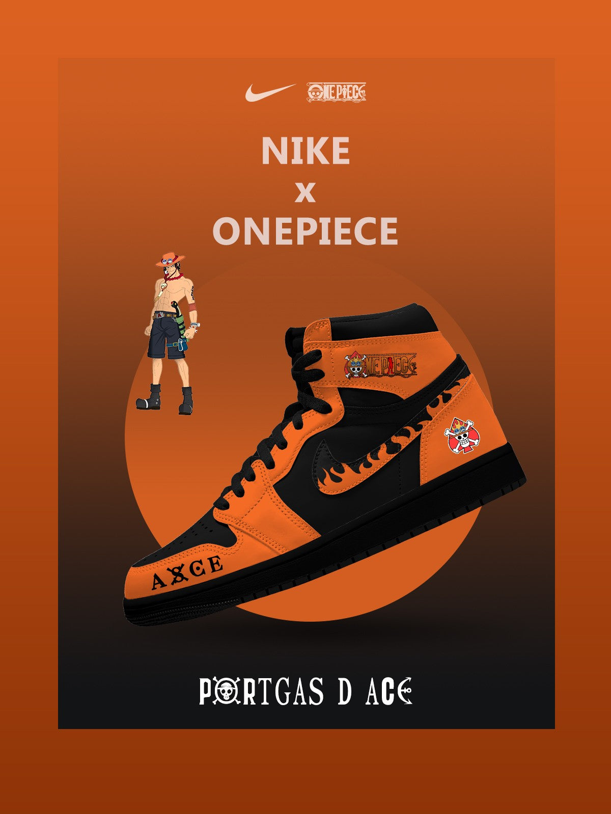 Portgas D Ace V.2 High-top Custom Sneakers