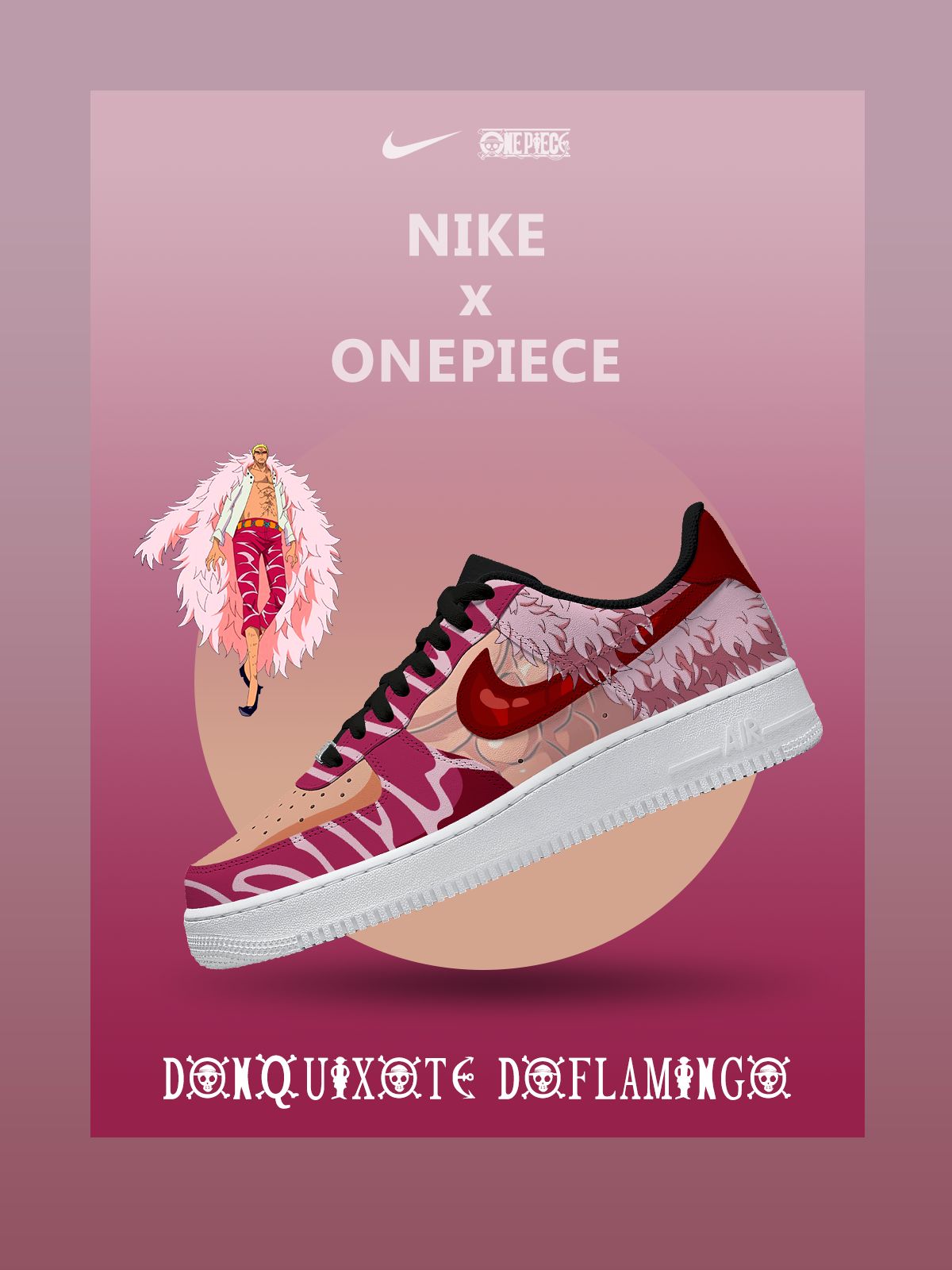 Custom Printed Donquixote Doflamingo Sneakers For Women and Men