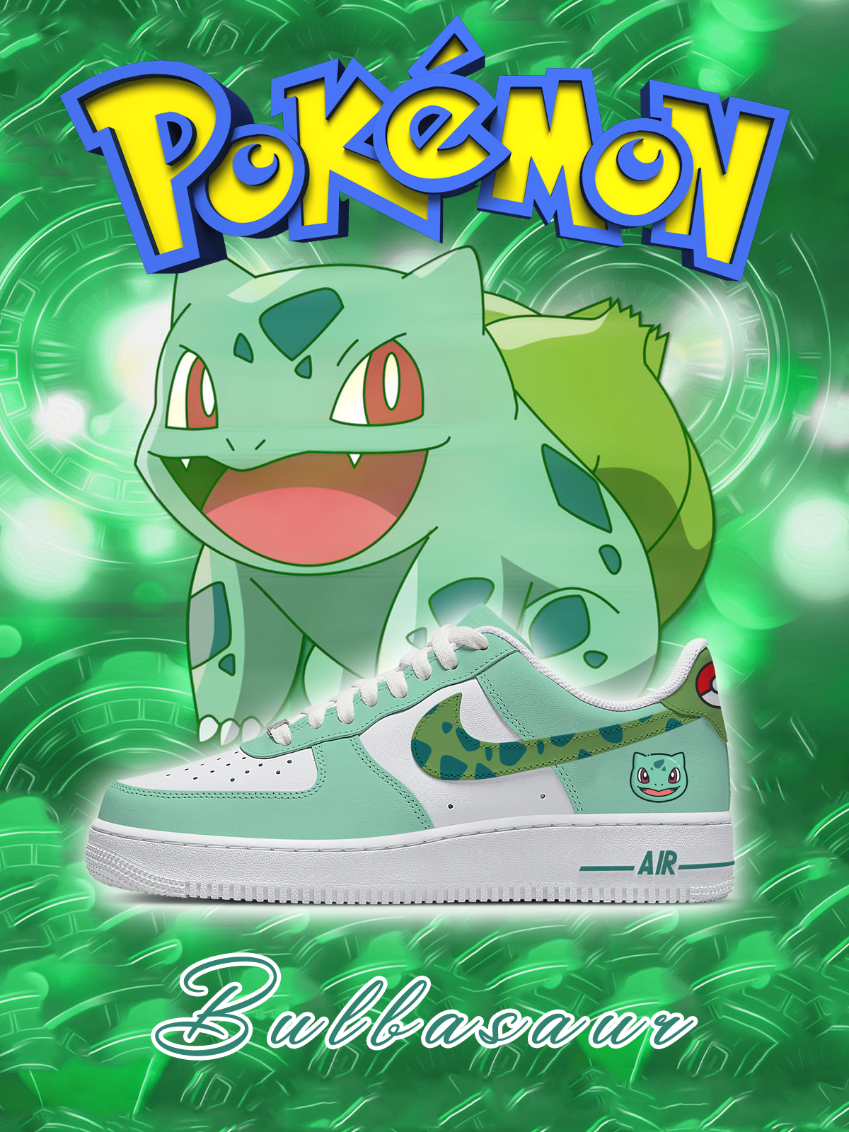 Customize No.0001 Bulbasaur Style 2 Sneakers For Women and Men