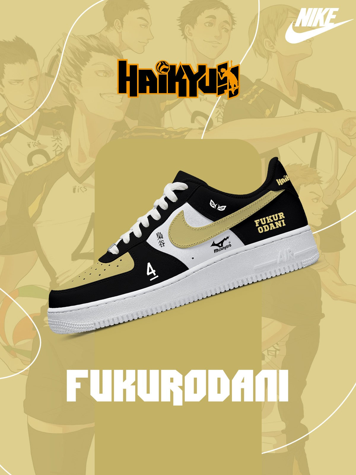 Personalizza le sneakers Fukurodani Academy per donne e uomini