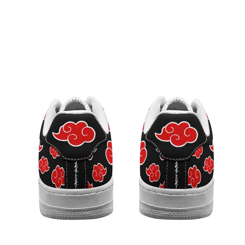 Scarpe Akatsuki Cloud nere stampate personalizzate per donne e uomini